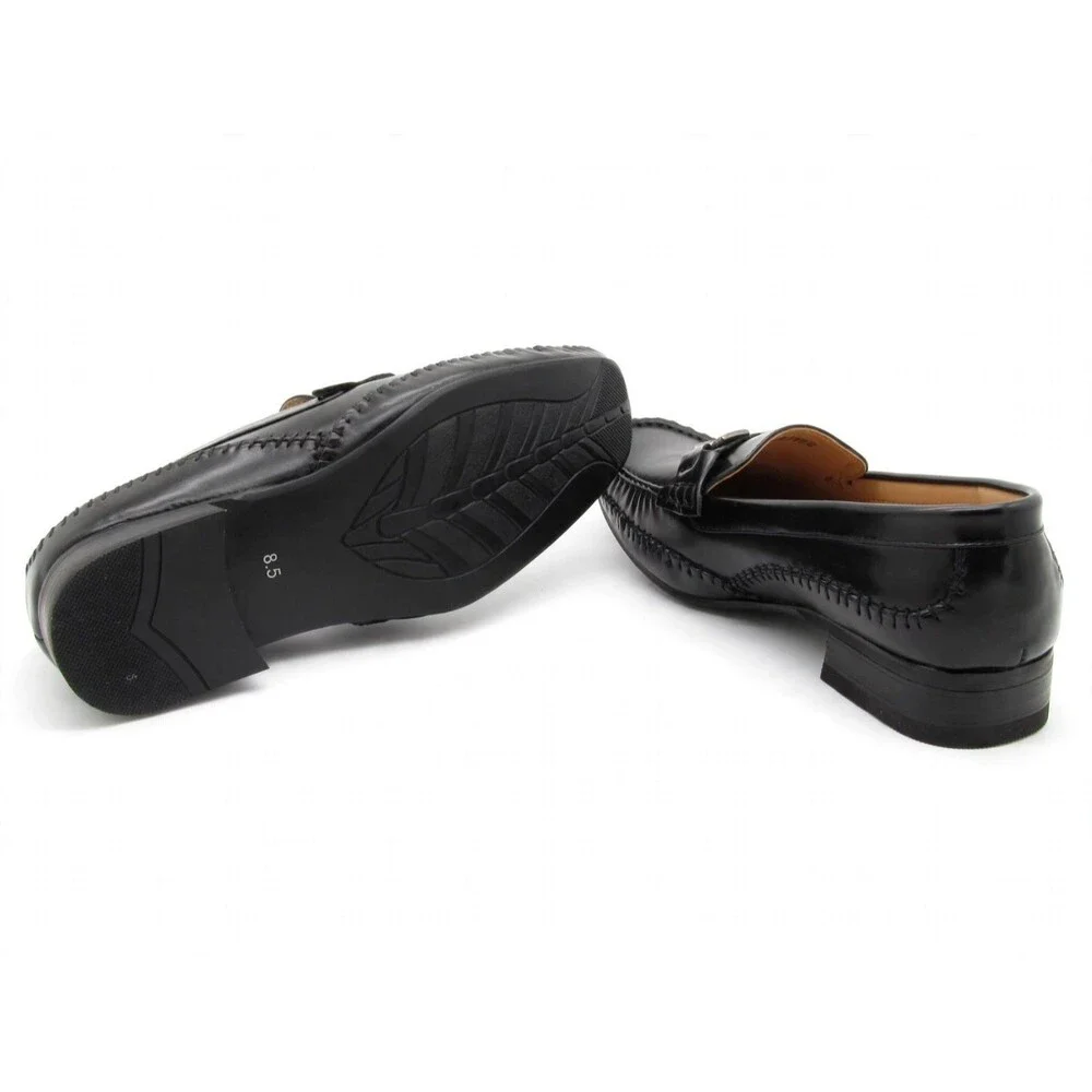 Marco Rossi Mens 8.5 Black Horsebit Loafer Dress Shoes Square Toe NIB MR6